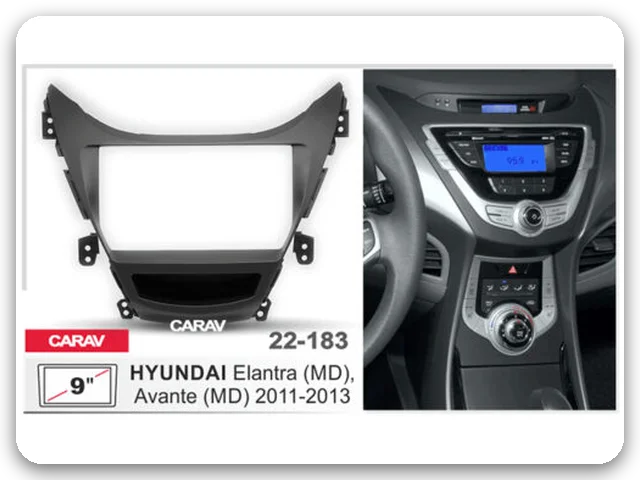 Black 9-inch fit frame, supplier photo, for the 2013 Hyundai Elantra