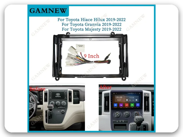 Black 9-inch fit frame, supplier photo, for the All years Toyota Hiace