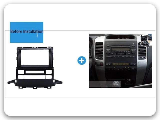 Black & silver 10-inch fit frame, supplier photo, for the 2022–2023 Toyota Land Cruiser Prado