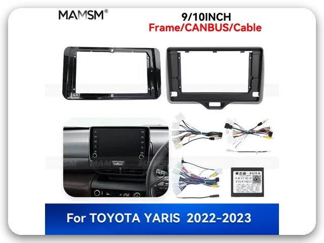 Black 10-inch fit frame, supplier photo, for the 2019 Toyota Yaris Cross